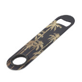 Glamoureus Gold Tropical Palm Trein op zwart Speed Flessenopener (Achterkant Gekanteld)