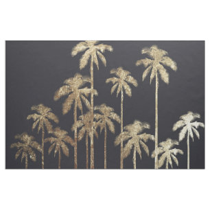 Glamoureus Gold Tropical Palm Trein op zwart Stof