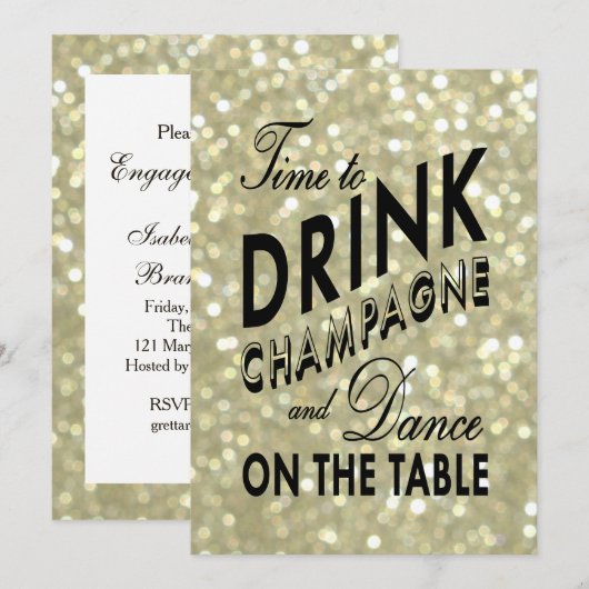 Glamoureus Gold Verloving Kaart (Voorkant / Achterkant)