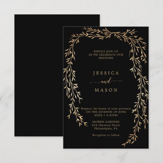 Glamoureus Gold Wedding Invitations Kaart (Voorkant / Achterkant)