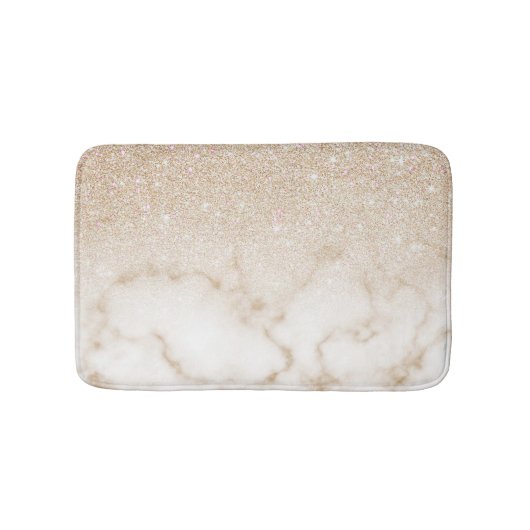 Glamoureus Gold White Glitter Marmer Gradient Ombr Badmat (Voorkant)