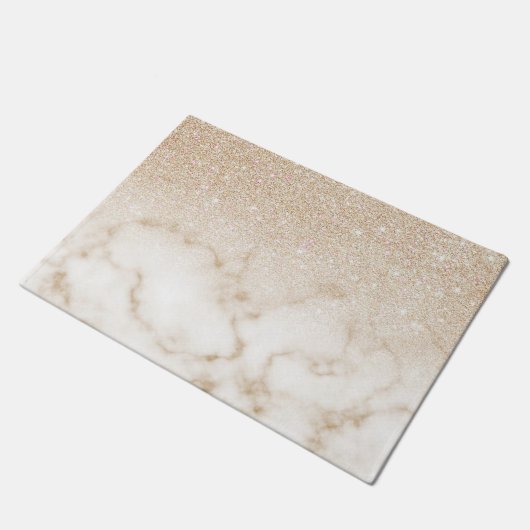 Glamoureus Gold White Glitter Marmer Gradient Ombr Deurmat (Schuin)
