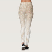 Glamoureus Gold White Glitter Marmer Gradient Ombr Leggings (Achterkant)