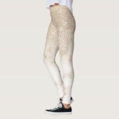 Glamoureus Gold White Glitter Marmer Gradient Ombr Leggings (Links)