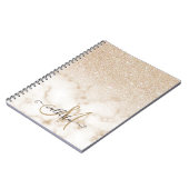 Glamoureus Gold White Glitter Marmer Gradient Ombr Notitieboek (Linkerzijde)