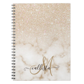 Glamoureus Gold White Glitter Marmer Gradient Ombr Notitieboek