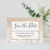 Glamoureus Gold White Glitter Marmer Gradient Ombr Save The Date (Staand voorkant)