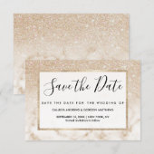 Glamoureus Gold White Glitter Marmer Gradient Ombr Save The Date (Voorkant / Achterkant)