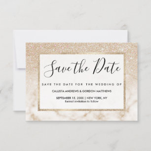 Glamoureus Gold White Glitter Marmer Gradient Ombr Save The Date