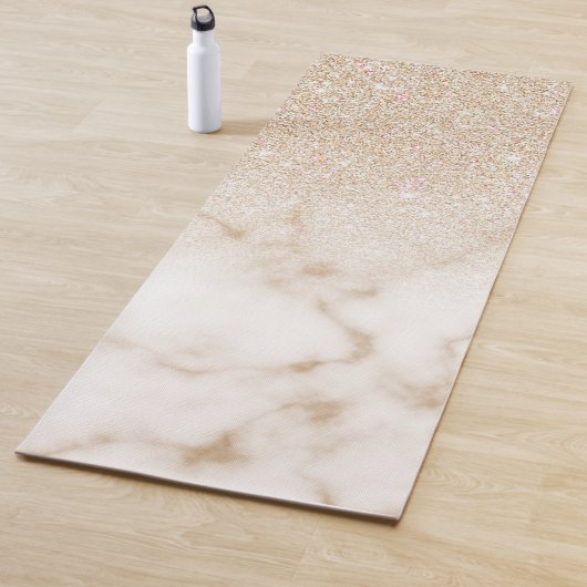 Glamoureus Gold White Glitter Marmer Gradient Ombr Yogamat (In situ)