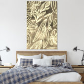 Glamoureus Golden and White Botanical Drawing Canvas Afdruk (Insitu (Slaapkamer))