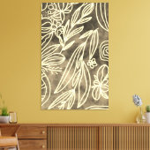 Glamoureus Golden and White Botanical Drawing Canvas Afdruk (Insitu (Woonkamer))