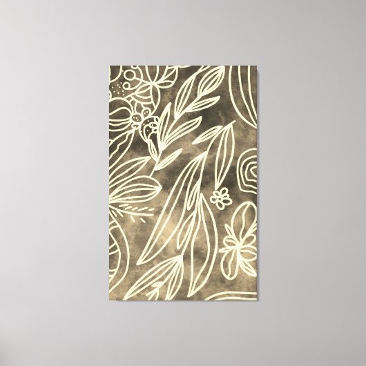Glamoureus Golden and White Botanical Drawing Canvas Afdruk (Voorkant)