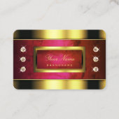 Glamoureus Golden met rode marmer en Faux Diamonds Visitekaartje (Voorkant)