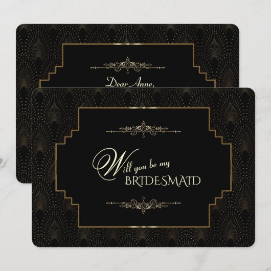 Glamoureus Goud Art Deco jaren 1920 Wees mijn brui Kaart (Voorkant / Achterkant)