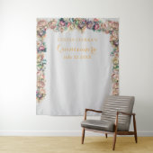 Glamoureus Goud Diamant Bloemen Quinceanera Wandkleed (In situ)