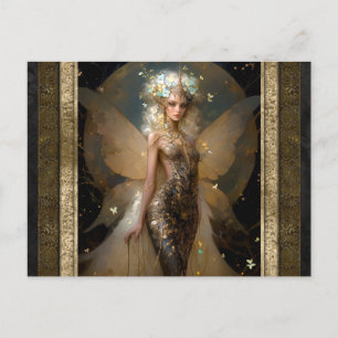 Glamoureus Goud Fairy Meisje Fantasy Kunst Briefkaart