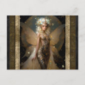 Glamoureus Goud Fairy Meisje Fantasy Kunst Briefkaart (Voorkant)