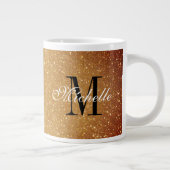 Glamoureus goud glitter monogram extra groot forma grote koffiekop (Rechts)