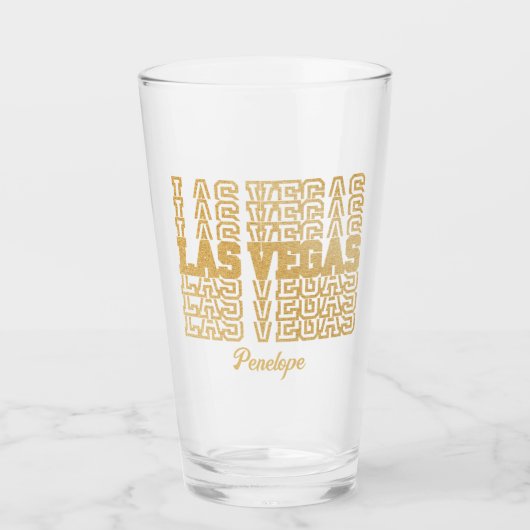 Glamoureus Goud Las Vegas Bachelorette Party Gift Glas (Voorkant)