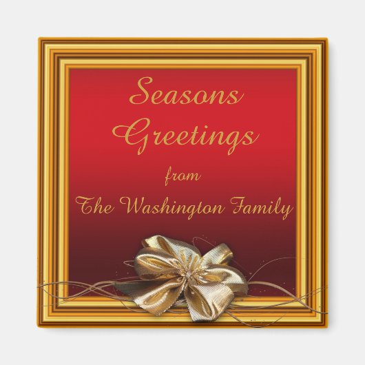 Glamoureus Goud Lijst & Faux Bow Christmas Magneet (Voorkant)