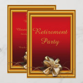 Glamoureus Goud Lijst & Faux Bow Pensioenfeest Kaart (Voorkant / Achterkant)