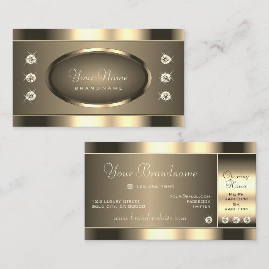 Glamoureus goud met lichtgevende sprankelende diam visitekaartje (Voorkant / Achterkant)