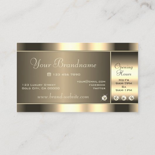 Glamoureus goud met lichtgevende sprankelende diam visitekaartje (Achterkant)