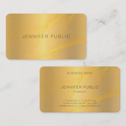 Glamoureus Goud Moderne Sjabloon Elegant Design Visitekaartje (Voorkant / Achterkant)