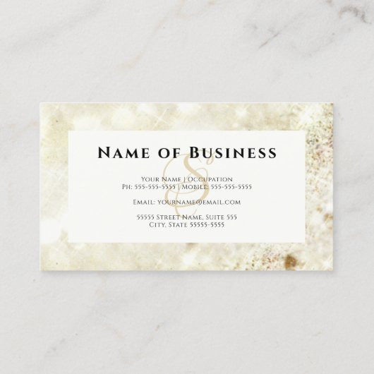 Glamoureus Goud Monogram Glitter Bokeh Visitekaartje (Achterkant)