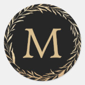 Glamoureus Goud Monogram Ronde Sticker (Voorkant)
