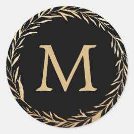 Glamoureus Goud Monogram Ronde Sticker