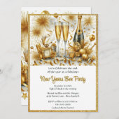 Glamoureus goud op het witte oudejaarsfeest kaart (Voorkant / Achterkant)