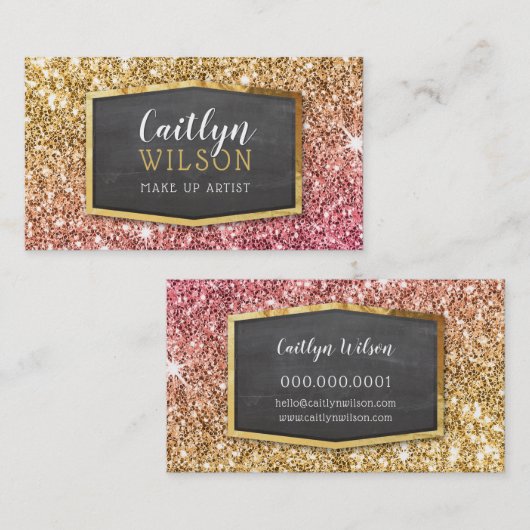 GLAMOUREUS goud roze glitter sprankelend glitzy lu Visitekaartje (Voorkant / Achterkant)