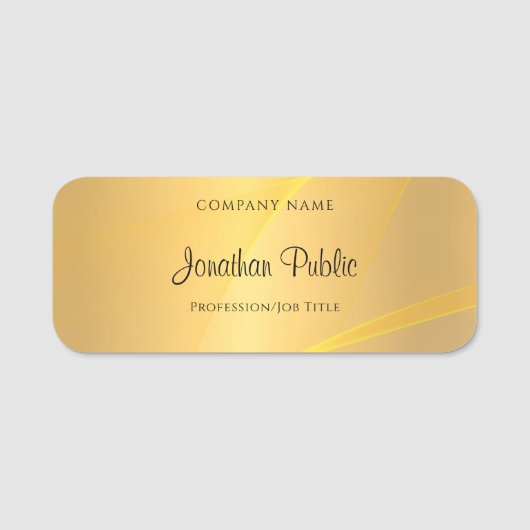 Glamoureus Goud Sjabloon Handschrift Elegant Naamplaatje (Voorkant)