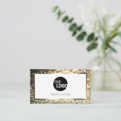 Glamoureus Goud Sparkle Glitter Logo Elegant Wit Visitekaartje (Staand voorkant)
