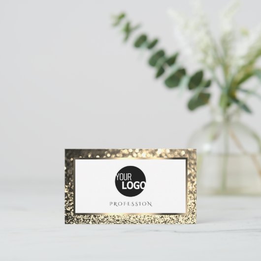 Glamoureus Goud Sparkle Glitter Logo Elegant Wit Visitekaartje (Staand voorkant)