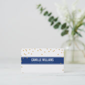 GLAMOUREUS goud sprankelend glitter confetti navy Visitekaartje (Staand voorkant)