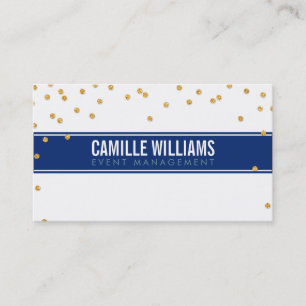 GLAMOUREUS goud sprankelend glitter confetti navy Visitekaartje
