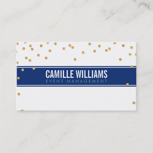 GLAMOUREUS goud sprankelend glitter confetti navy Visitekaartje (Voorkant)