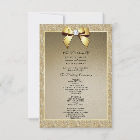 Glamoureus Goud & Stijlvol Gem Bruiloft Programma (Voorkant)