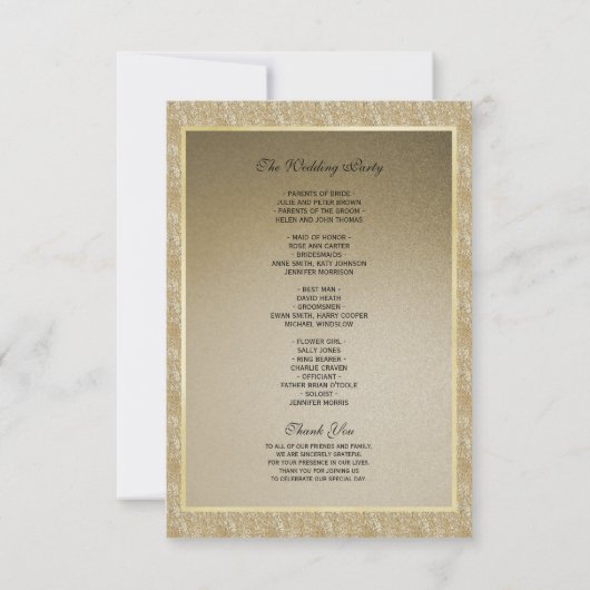 Glamoureus Goud & Stijlvol Gem Bruiloft Programma (Achterkant)