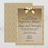 Glamoureus Goud & Stijlvolle Gem Bruiloft Kaart (Voorkant / Achterkant)