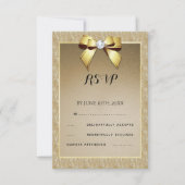 Glamoureus Goud & Stijlvolle Gem Bruiloft RSVP Kaartje (Voorkant)