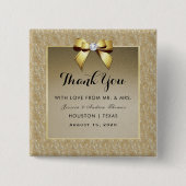 Glamoureus Goud & Stijlvolle Gem Bruiloft Vierkante Button 5,1 Cm (Voorkant)