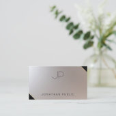 Glamoureus Goud Zilver Elegant Monogram Modern Visitekaartje (Staand voorkant)