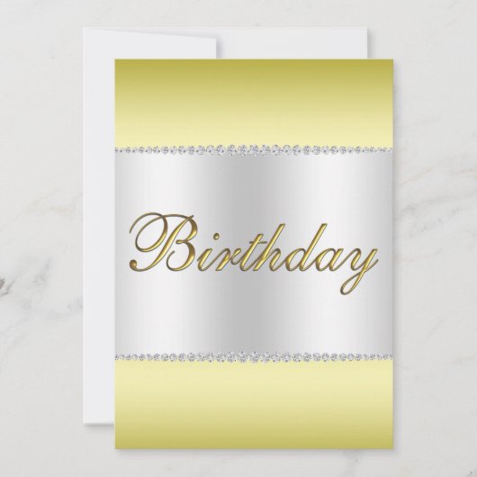 Glamoureus Goud, Zilver & Pareltjes Verjaardag Kaart (Voorkant)