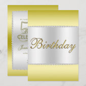 Glamoureus Goud, Zilver & Pareltjes Verjaardag Kaart (Voorkant / Achterkant)