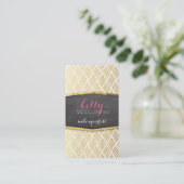 GLAMOUREUS gouden folie rustiek handgetekend patro Visitekaartje (Staand voorkant)