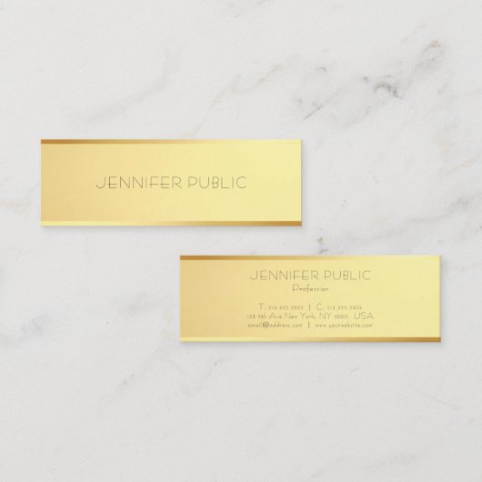 Glamoureus gouden Sjabloon Elegant minimalistisch  Mini Visitekaartje (Voorkant / Achterkant)